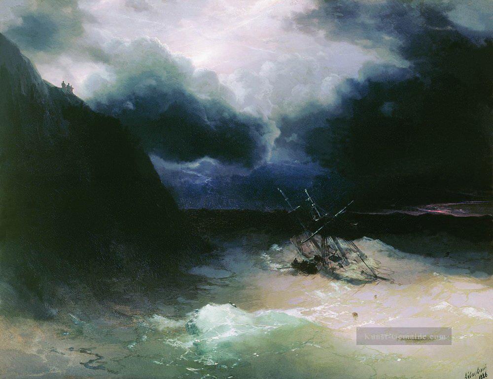 in einem Sturm 1881 Segel Verspielt Ivan Aiwasowski russisch Ölgemälde